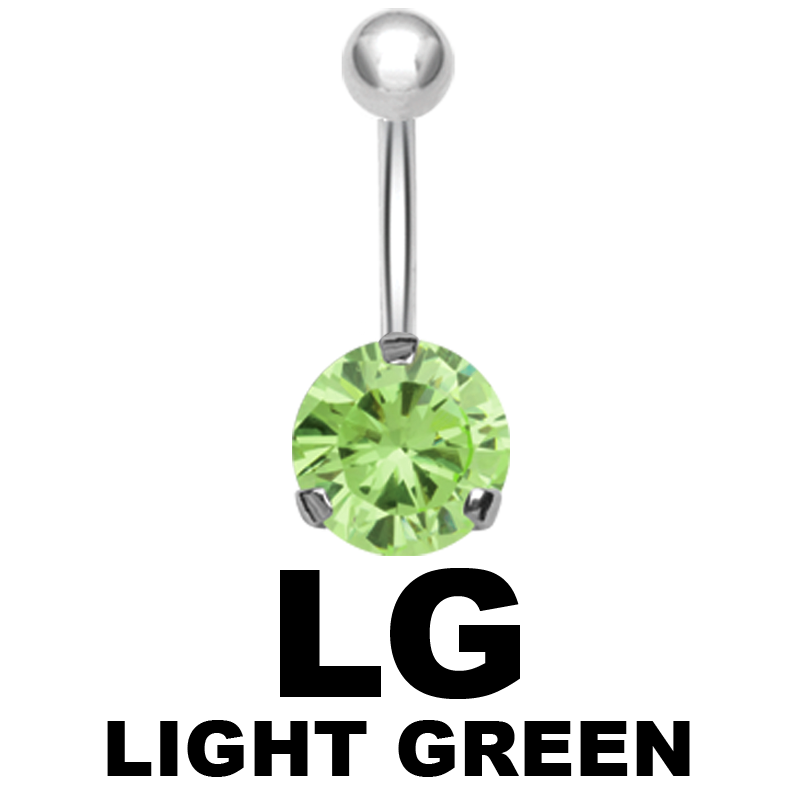 Steel Bananabell with 8.0mm Round Cubic Zirconia Ombelico