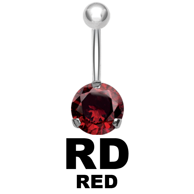 Steel Bananabell with 8.0mm Round Cubic Zirconia Ombelico