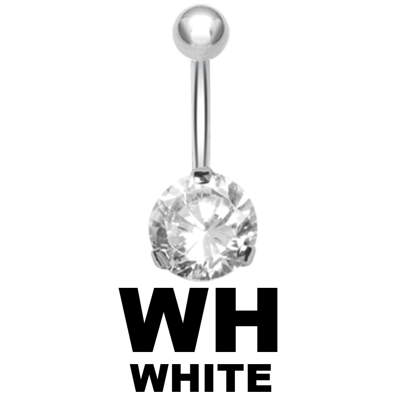 Steel Bananabell with 8.0mm Round Cubic Zirconia Ombelico