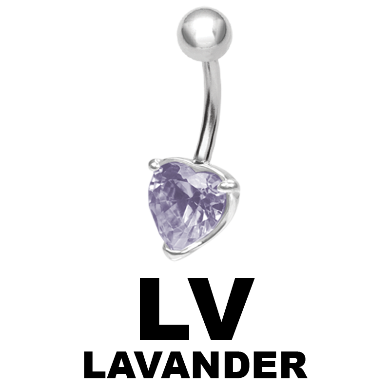 Steel Bananabell with 6.0mm Heart Cubic Zirconia Ombelico