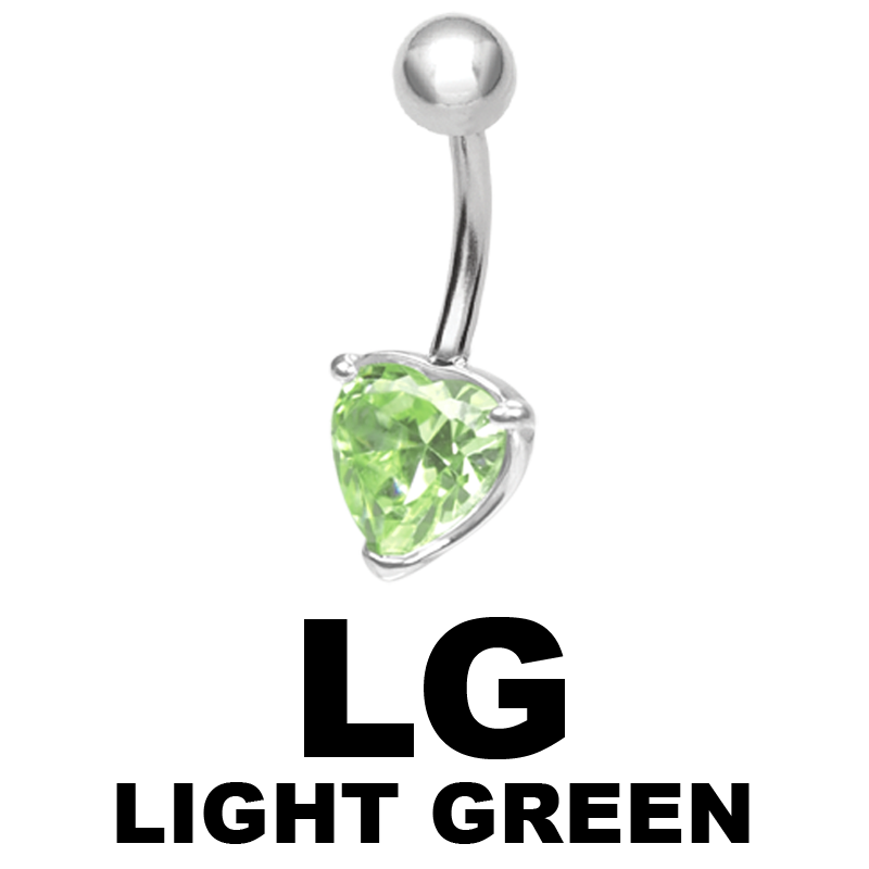 Steel Bananabell with 6.0mm Heart Cubic Zirconia Ombelico