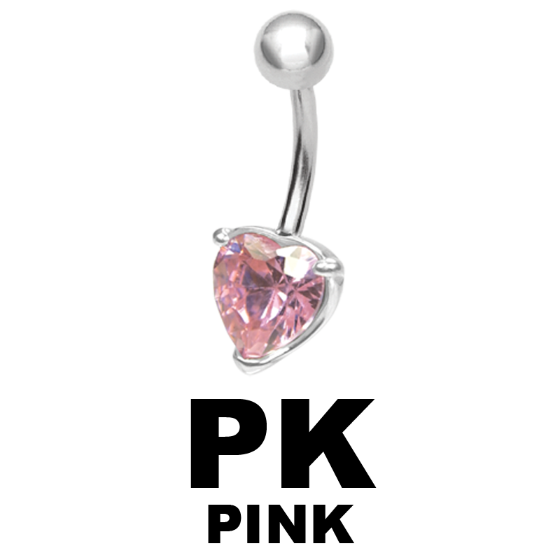 Steel Bananabell with 6.0mm Heart Cubic Zirconia Ombelico