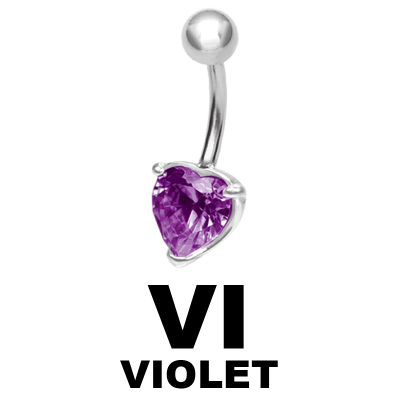 Steel Bananabell with 8.0mm Heart Cubic Zirconia Navel