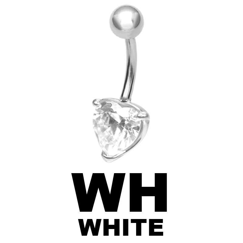Steel Bananabell with 6.0mm Heart Cubic Zirconia Ombelico
