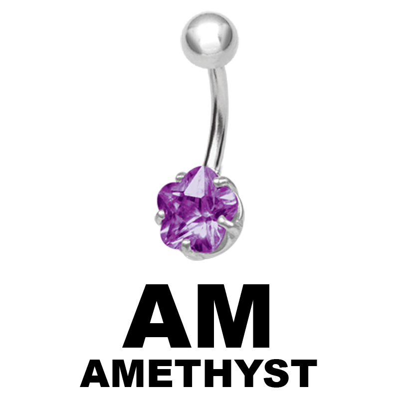 Steel Bananabell with 8.0mm Flower Cubic Zirconia Navel