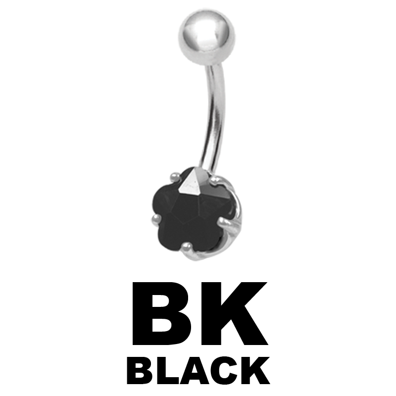 Steel Bananabell with 8.0mm Flower Cubic Zirconia Navel