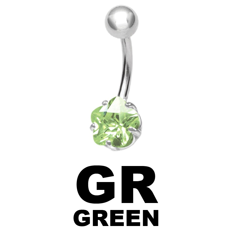 Steel Bananabell with 8.0mm Flower Cubic Zirconia Navel