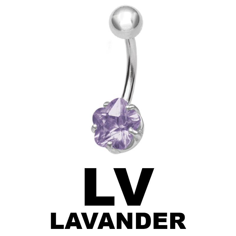 Steel Bananabell with 8.0mm Flower Cubic Zirconia Navel