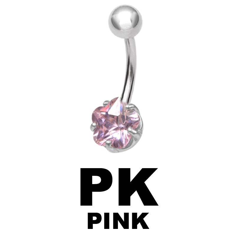 Steel Bananabell with 8.0mm Flower Cubic Zirconia Navel