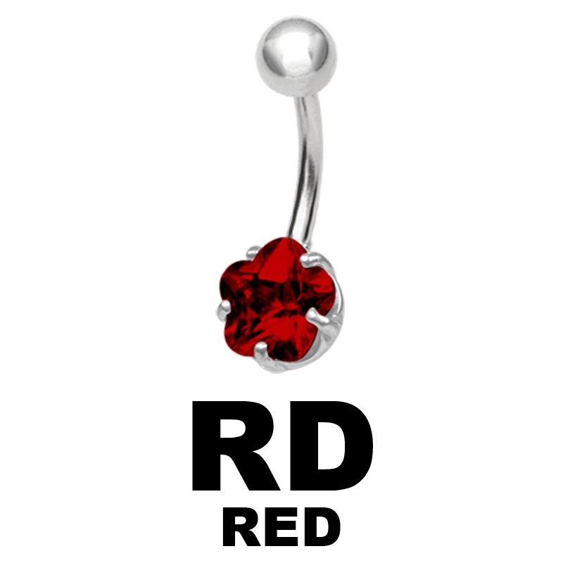 Steel Bananabell with 8.0mm Flower Cubic Zirconia Navel