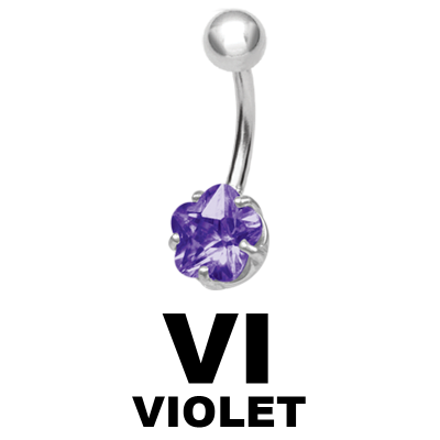 Steel Bananabell with 8.0mm Flower Cubic Zirconia Navel