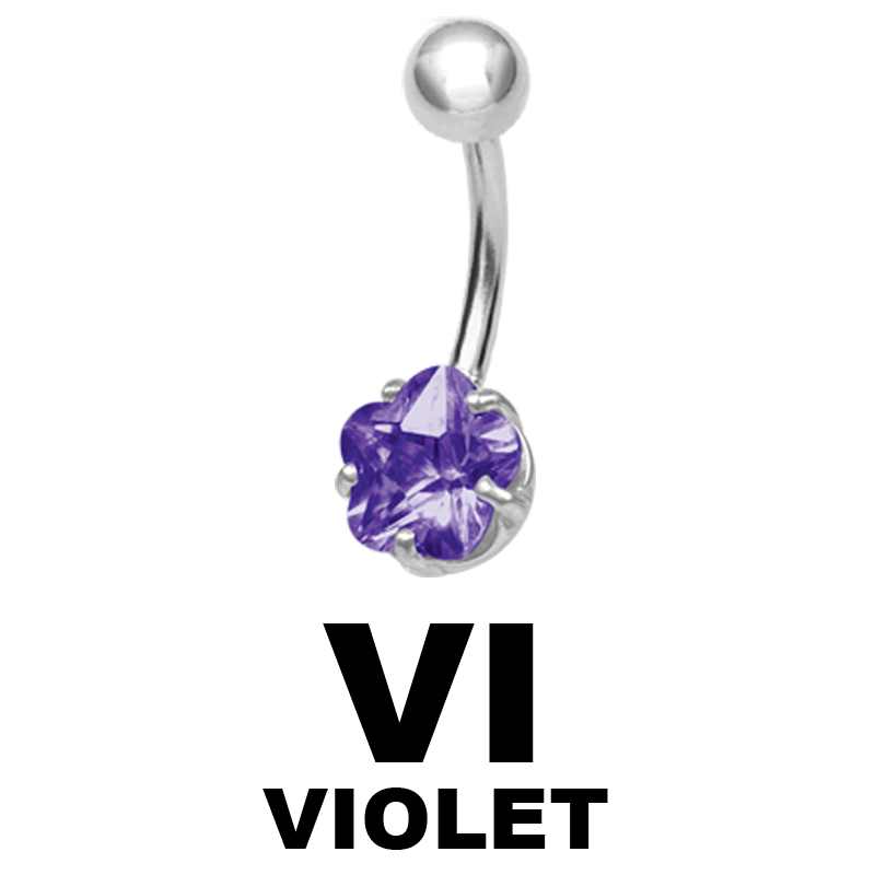 Steel Bananabell with 8.0mm Flower Cubic Zirconia Navel