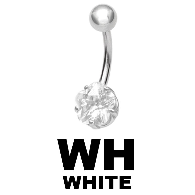 Steel Bananabell with 8.0mm Flower Cubic Zirconia Navel