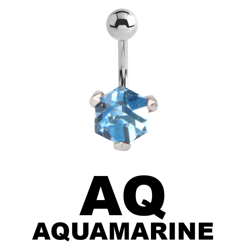 Steel Bananabell with Cube Cubic Zirconia Prong Set Ombelico