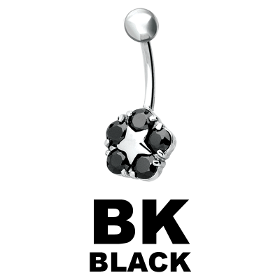 Steel Bananabell with Cubic Zirconia Flower Ombelico