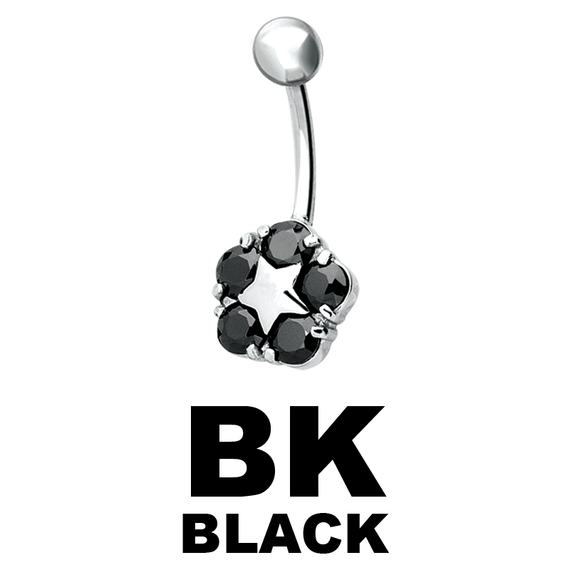 Steel Bananabell with Cubic Zirconia Flower Ombelico