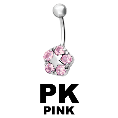 Steel Bananabell with Cubic Zirconia Flower Ombelico