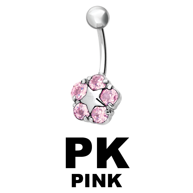 Steel Bananabell with Cubic Zirconia Flower Ombelico
