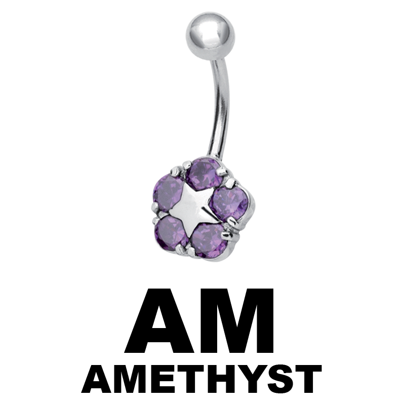 Steel Bananabell with Cubic Zirconia Flower Ombelico
