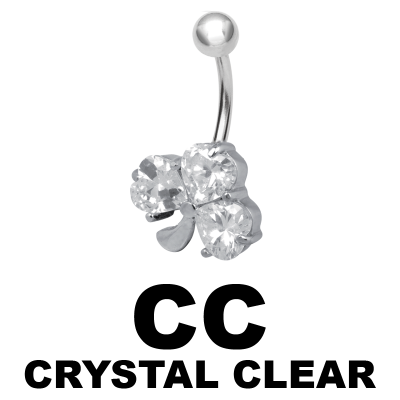 Steel Bananabell with Cubic Zirconia Clover Navel