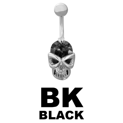 Steel Bananabell with Cubic Zirconia Skull Ombelico