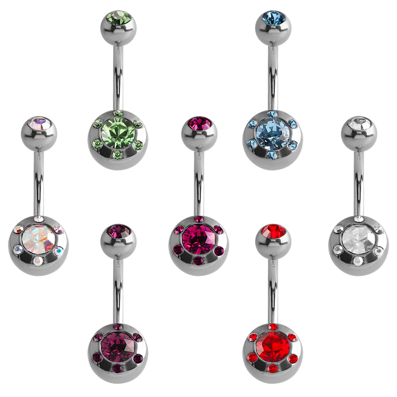 Ufo Multi Jewelled Bananabell 5\8 Balls Ombelico