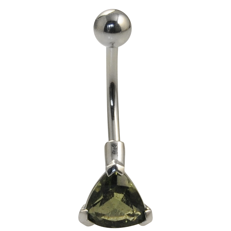 Surgical Steel Bananabell with Moldavite - Trillian Cut Ombelico