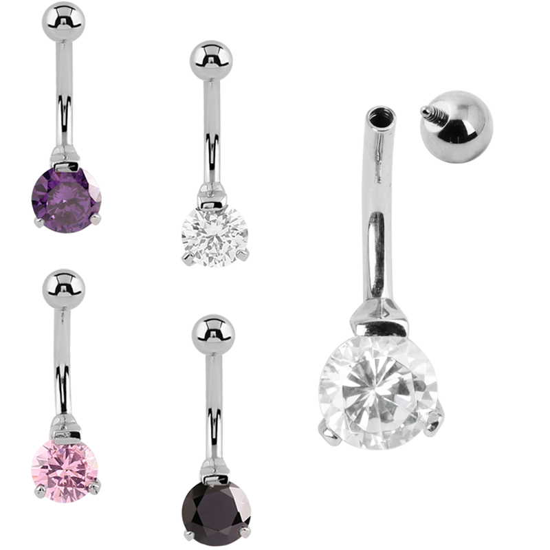 Internally Threaded Jewelled Steel Cast Bananabell Ombelico