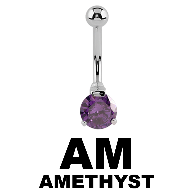 Internally Threaded Jewelled Steel Cast Bananabell Ombelico