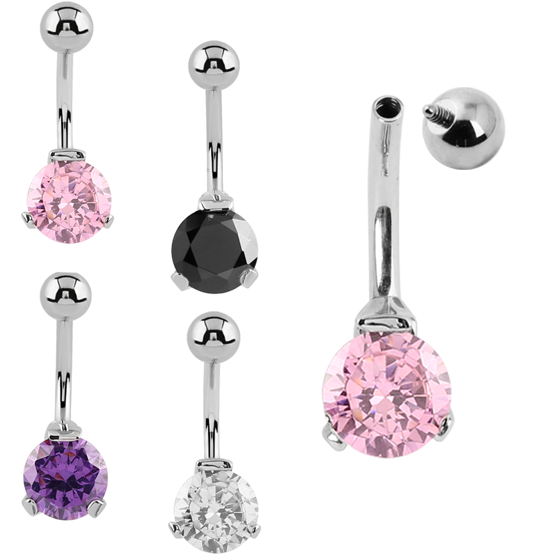 Internally Threaded Jewelled Steel Cast Bananabell Ombelico