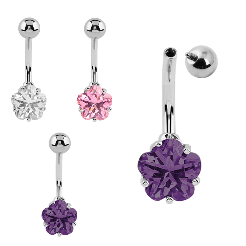 Internally Threaded Jewelled Steel Cast Bananabell Ombelico