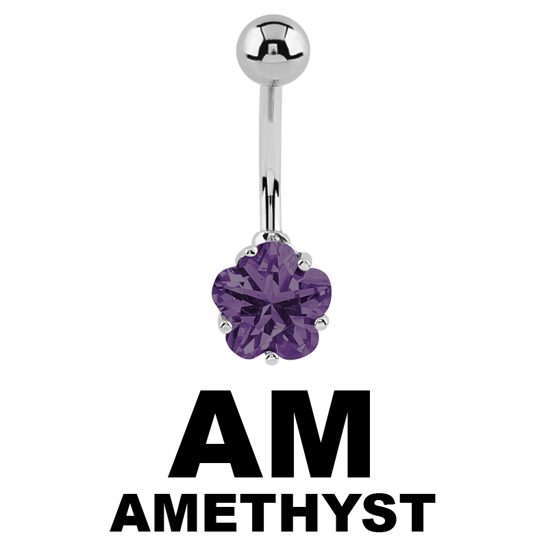 Internally Threaded Jewelled Steel Cast Bananabell Ombelico