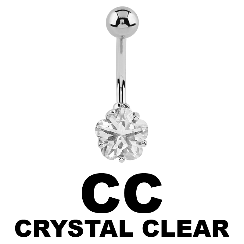 Internally Threaded Jewelled Steel Cast Bananabell Ombelico