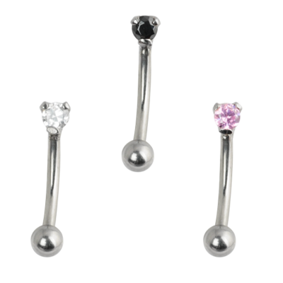 Steel Cast Jewelled Bananabell with 3.0mm Cubic Zirconia Orecchio
