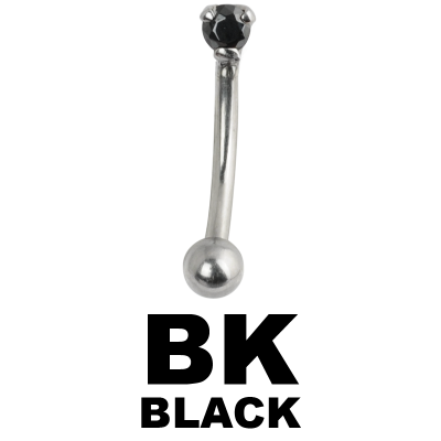 Steel Cast Jewelled Bananabell with 3.0mm Cubic Zirconia Orecchio