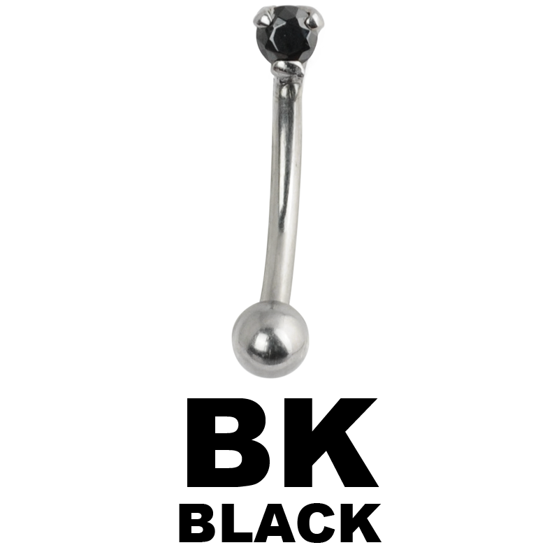 Steel Cast Jewelled Bananabell with 3.0mm Cubic Zirconia Orecchio