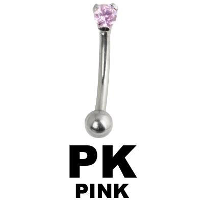 Steel Cast Jewelled Bananabell with 3.0mm Cubic Zirconia Orecchio