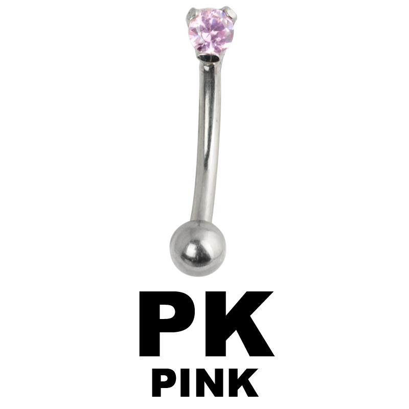 Steel Cast Jewelled Bananabell with 3.0mm Cubic Zirconia Orecchio