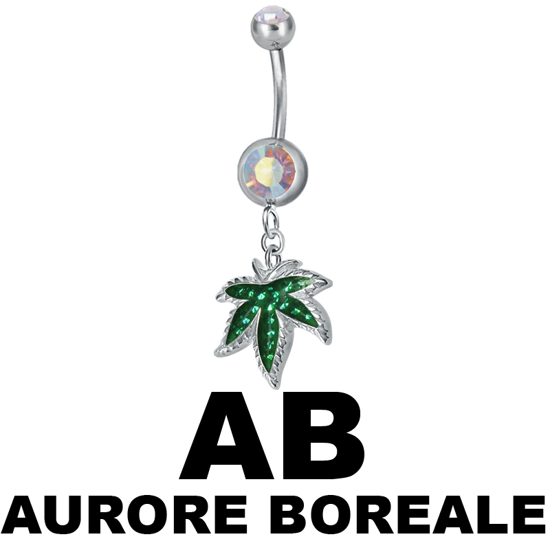 Steel Dangling Double Jewelled Bananabell with Ganja (Gloss Finish) Ombelico