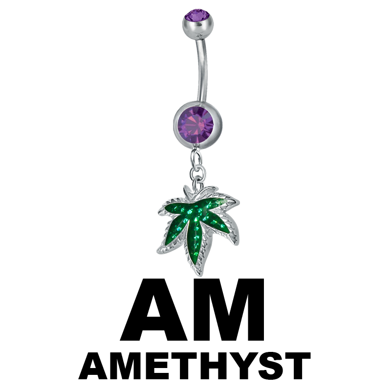 Steel Dangling Double Jewelled Bananabell with Ganja (Gloss Finish) Ombelico