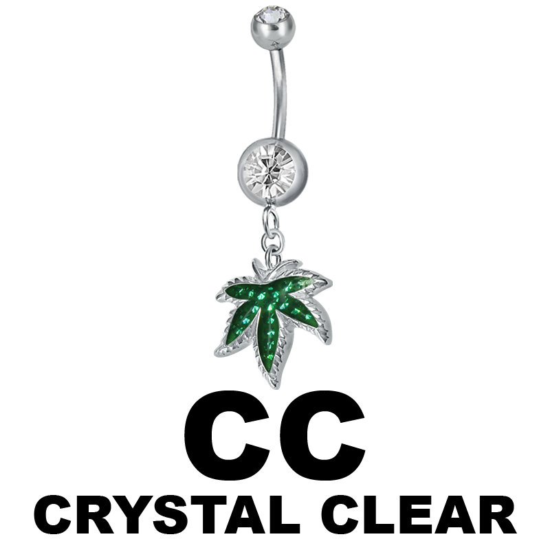 Steel Dangling Double Jewelled Bananabell with Ganja (Gloss Finish) Ombelico