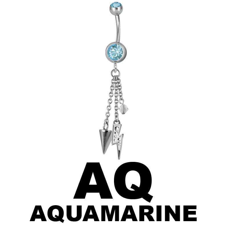 Steel Dangling Double Jewelled Bananabell with Flash Ombelico