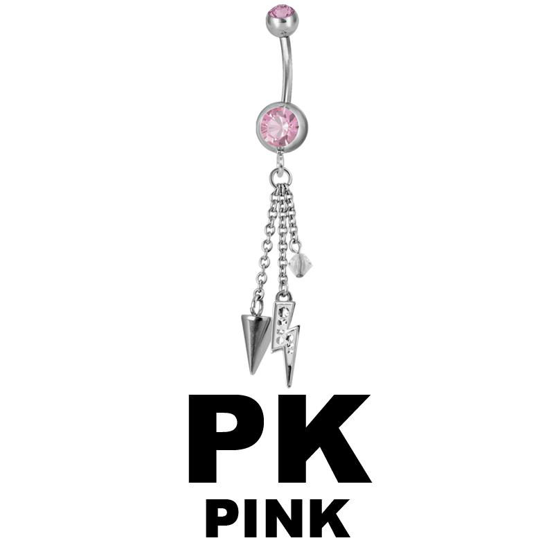 Steel Dangling Double Jewelled Bananabell with Flash Ombelico