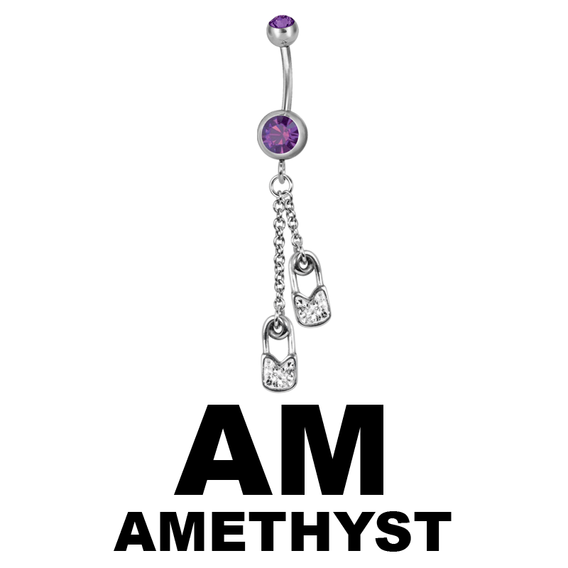 Steel Dangling Double Jewelled Bananabell with Safety Pin Ombelico