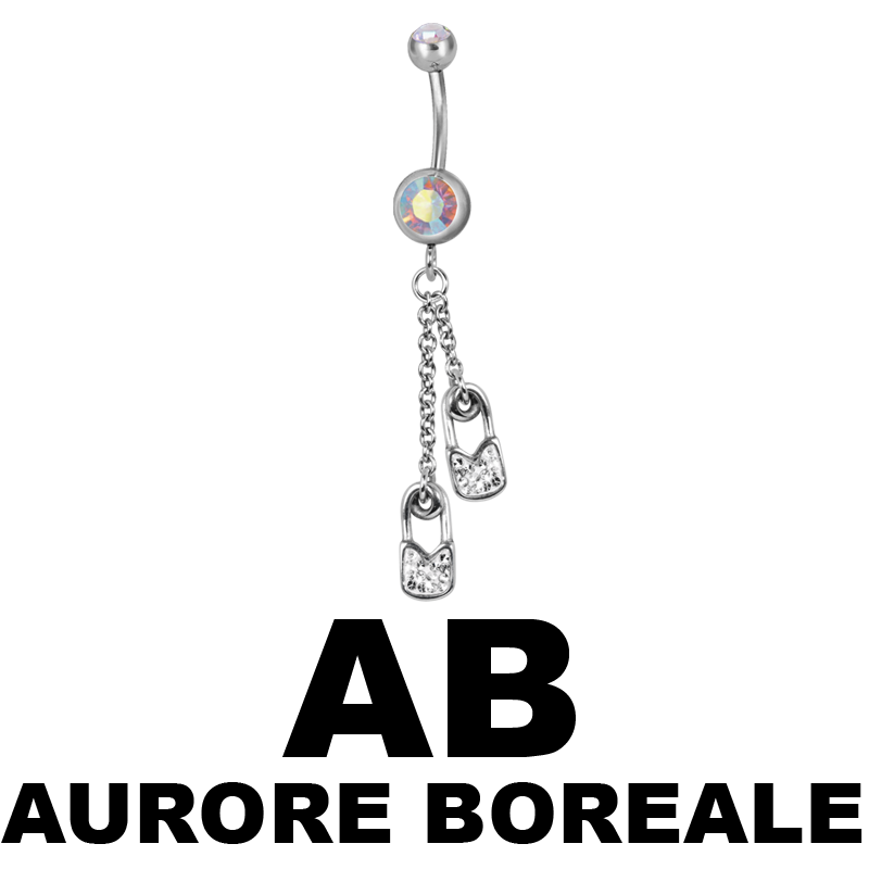 Steel Dangling Double Jewelled Bananabell with Safety Pin Ombelico