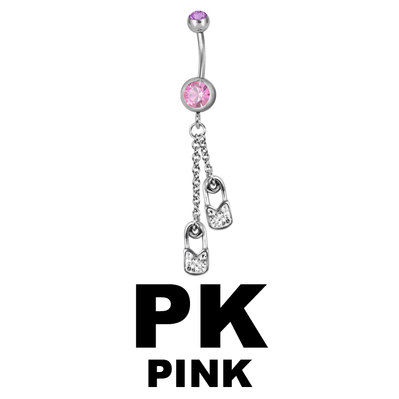 Steel Dangling Double Jewelled Bananabell with Safety Pin Ombelico