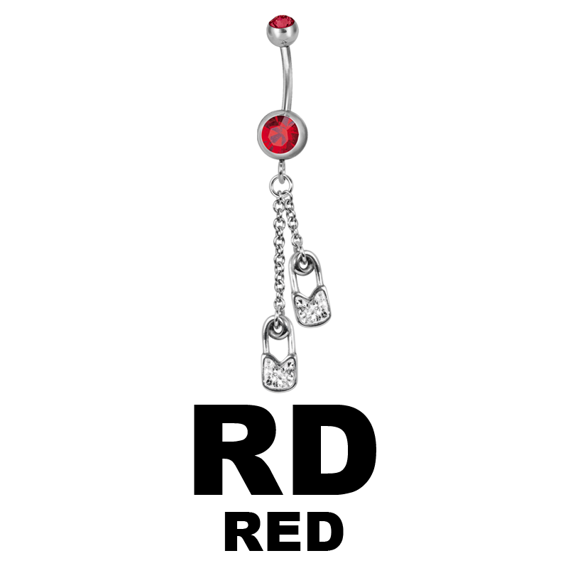 Steel Dangling Double Jewelled Bananabell with Safety Pin Ombelico