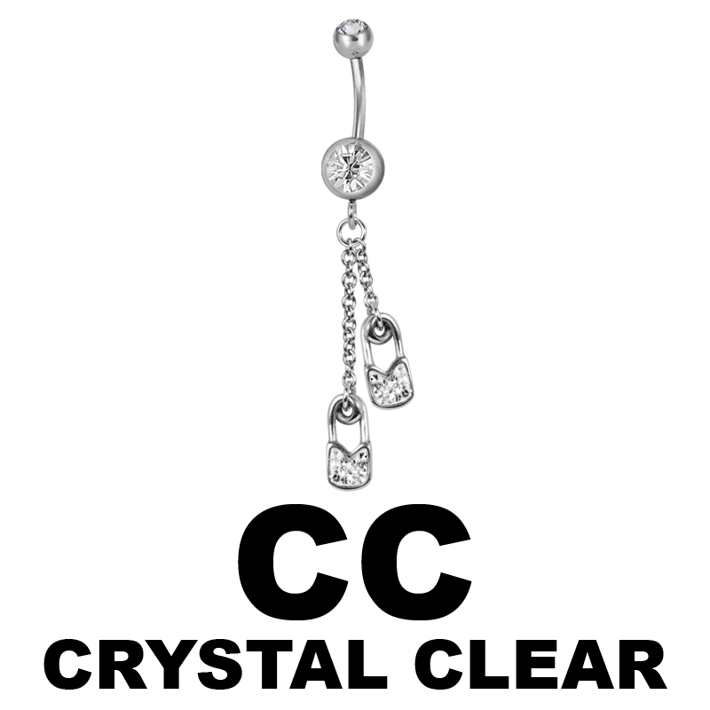 Steel Dangling Double Jewelled Bananabell with Safety Pin Ombelico