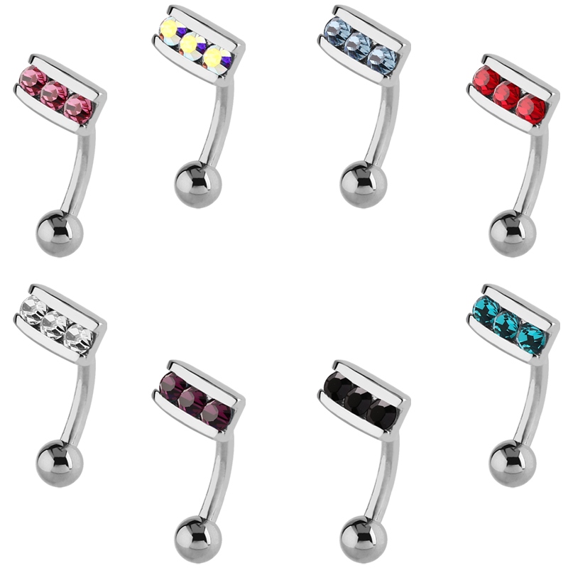 Surgical Steel Jewelled Eyebrow Bananabell Sopracciglio