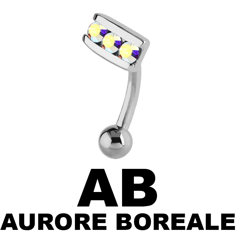 Surgical Steel Jewelled Eyebrow Bananabell Sopracciglio